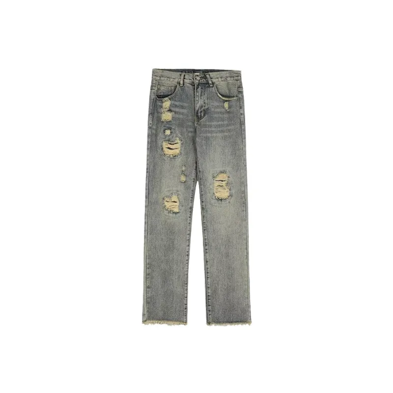 Fashionable Loose Straight Leg Jeans-0