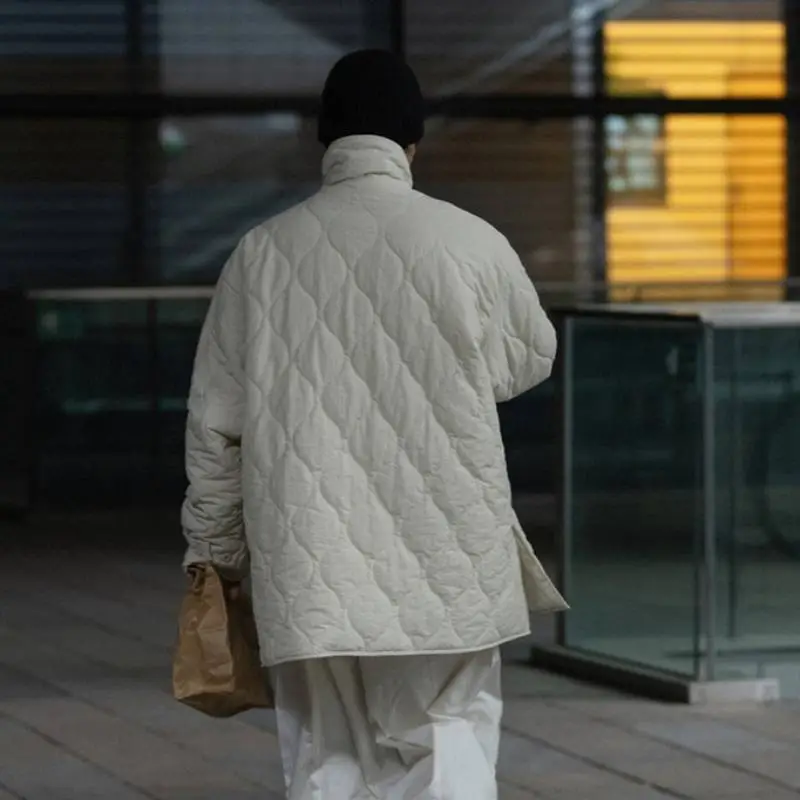 Street Loose Blended Synthetic Fabrics Quilted Jacket-13