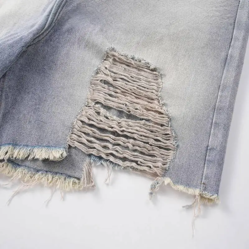 Casual Straight Leg Denim Shorts-3