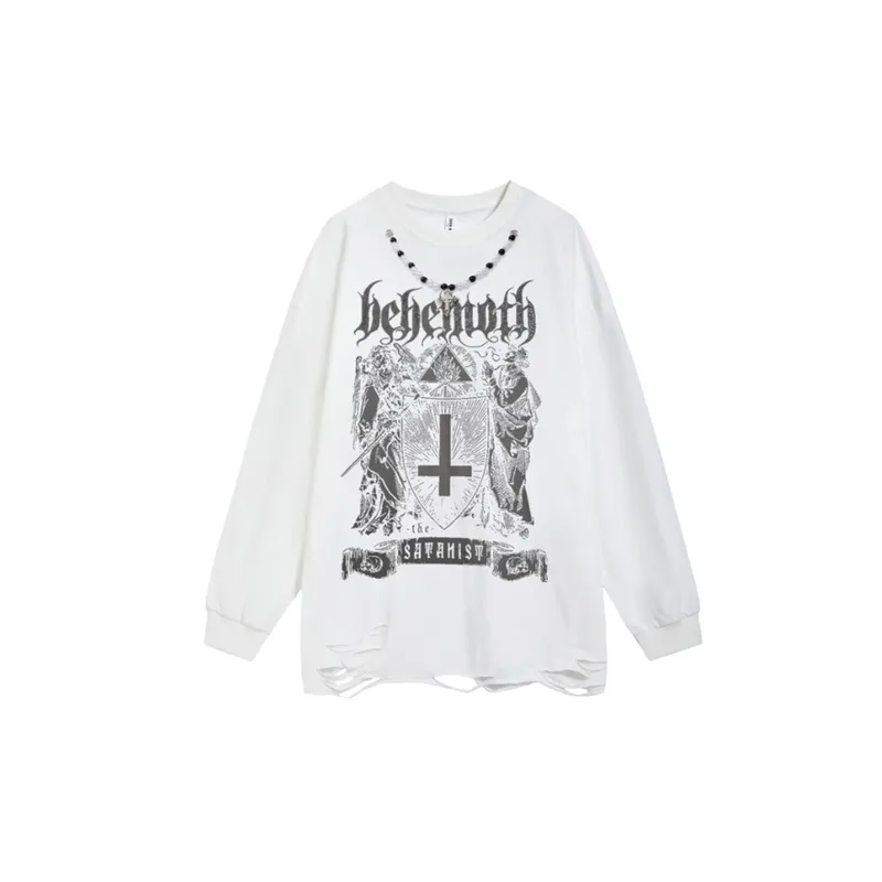 Retro Hip Hop Long Sleeve T shirt-5