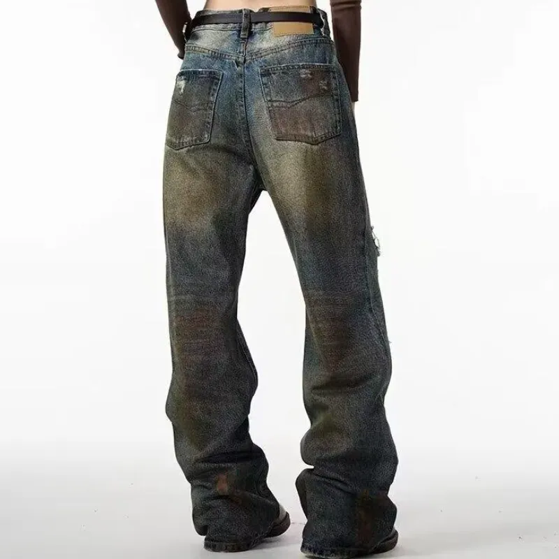 Fashionable Washed Straight Leg Jeans-2