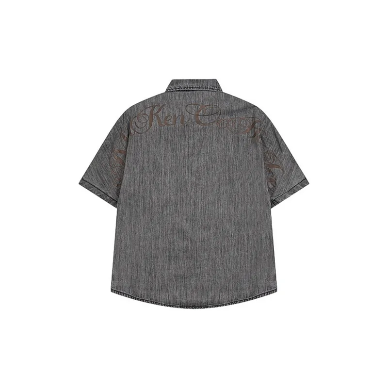 Loose Denim Short Sleeved Shirt-5