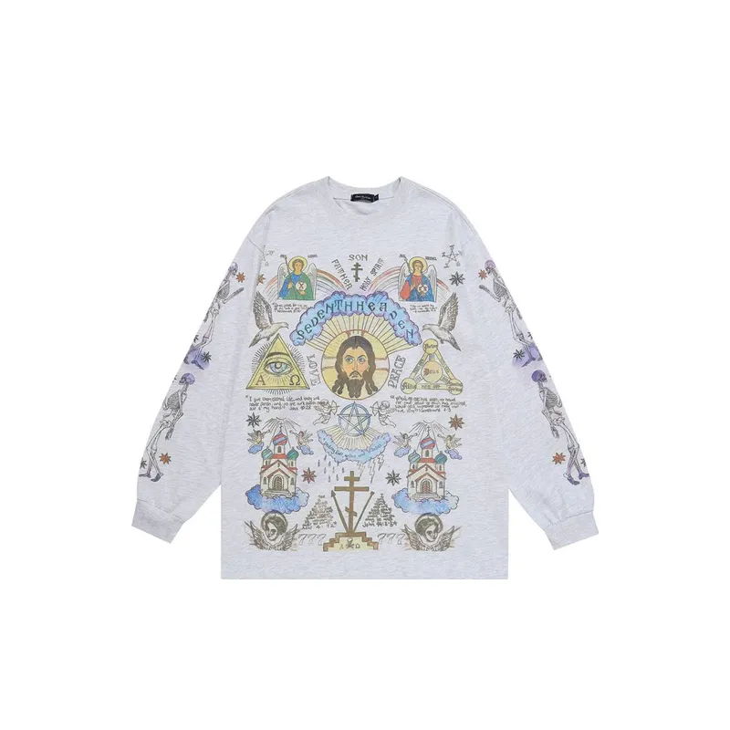 Vibe Style Hip Hop Graffiti Vintage Retro Long Sleeved T Shirt swag OOTD
