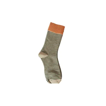 Casual Striped Cotton Mid Calf Sock