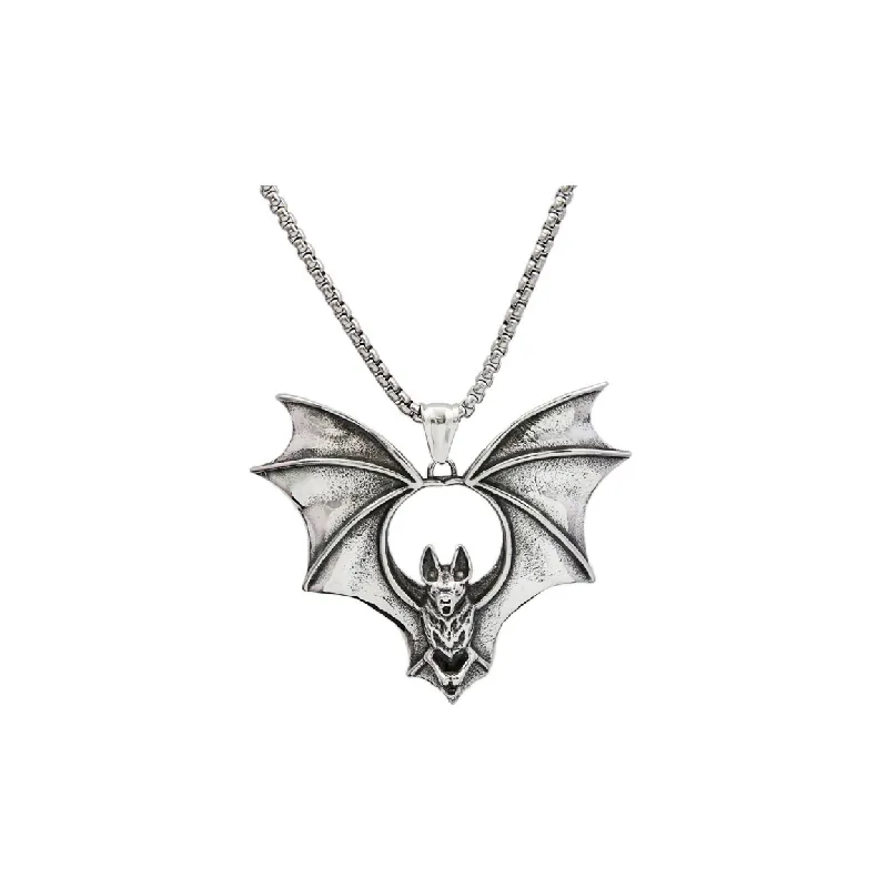 Stainless Steel Necklace Retro Personality Bat Pendant