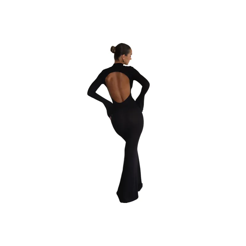 Fashionable Long Polyester Dress Women-3