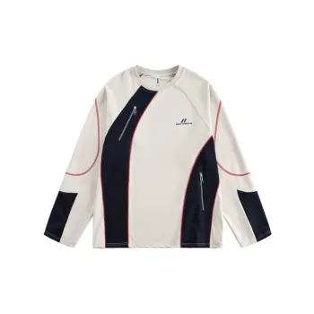Retro Hasselblad Line Contrast Color Stitching Sports Pullover Sweatshirt