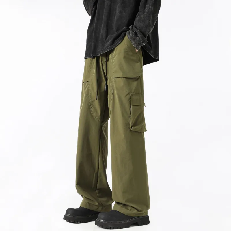 Retro Trendy Blended Synthetic Fabrics Cargo Pants-2