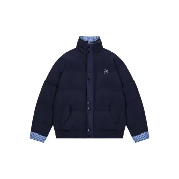 Plaid Contrast Color Polyester Quilted Jacket