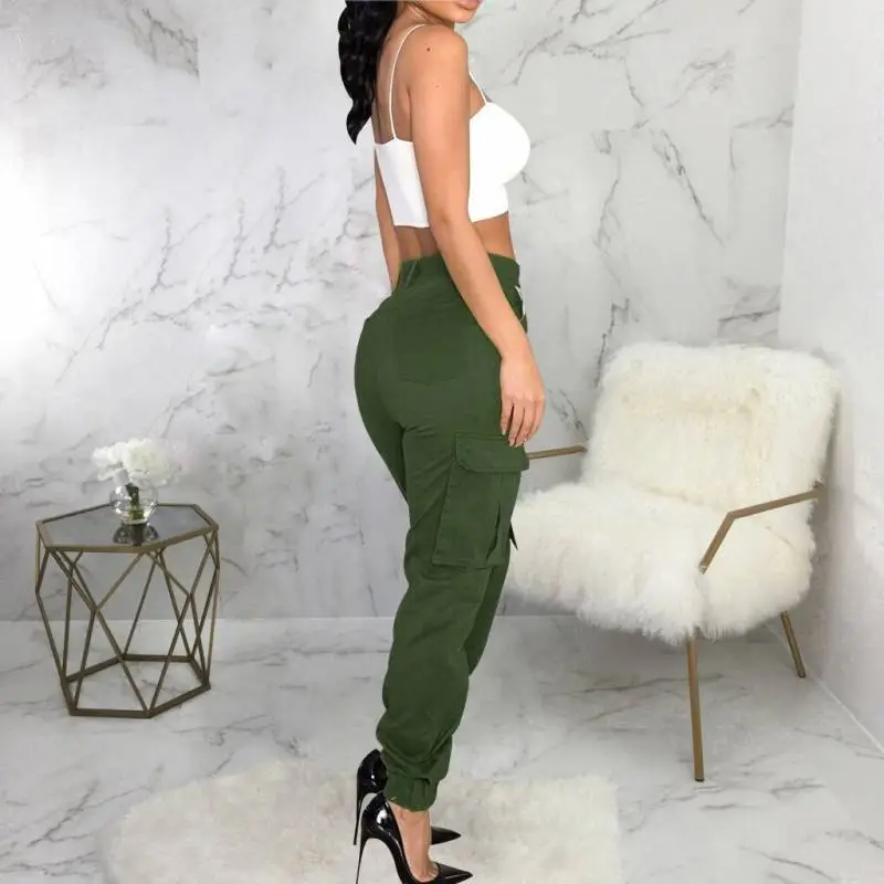 Casual Fashionable Camouflage Fabric Cargo Pants Women-3