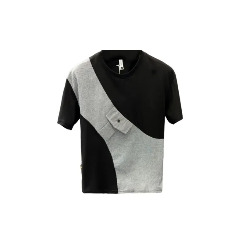 Contrast Color Stitching Men's T Shirt-4