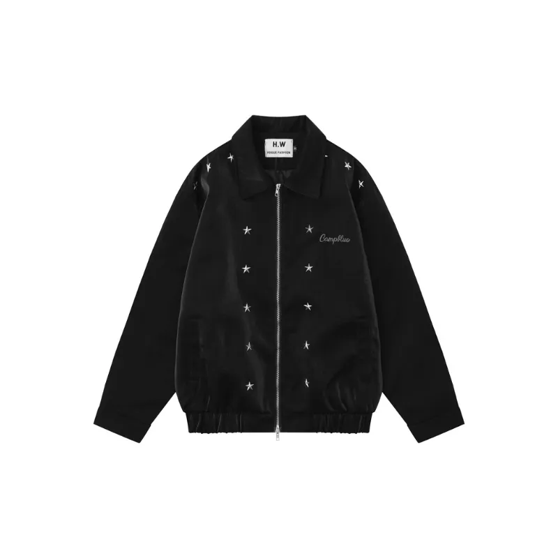 Street Hip Hop Style Star Stud Trendy Brand Casual Motorcycle Jacket-4