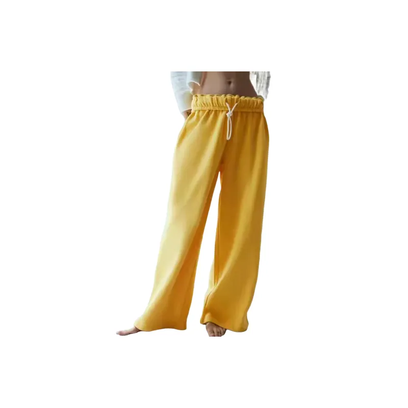 Plain Loose Polyester Casual Pants Women-0