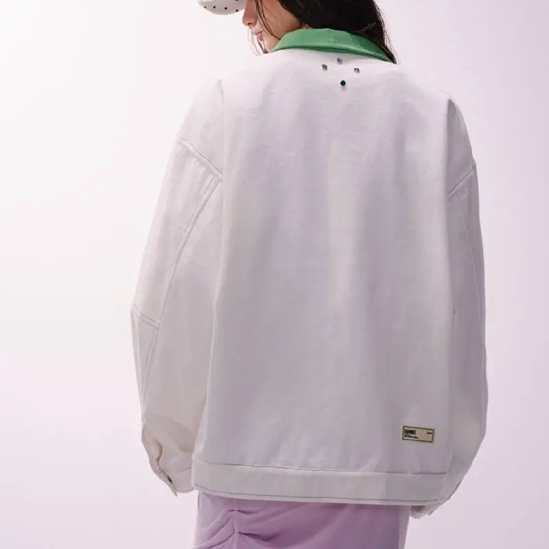 Contrast Color Loose Cotton Jacket-3