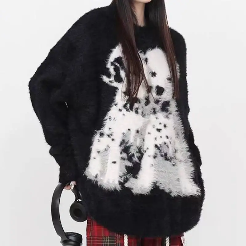 Fashionable Loose Mohair Sweater-6
