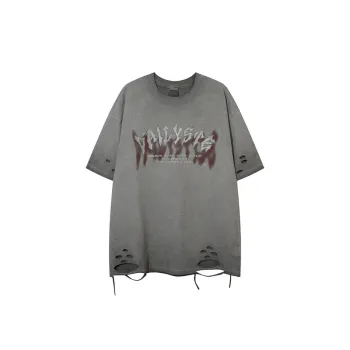 Heavy Washed Erosion Cut Design Niche Short sleeved T shirt