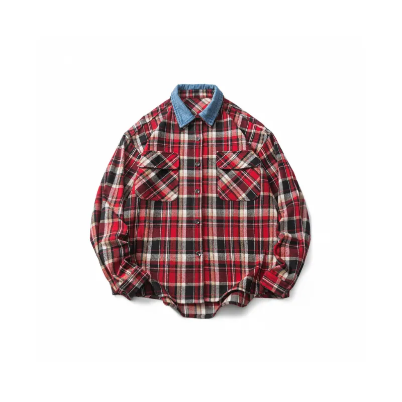 Fashion Red Plaid Long Sleeve Shirt-0