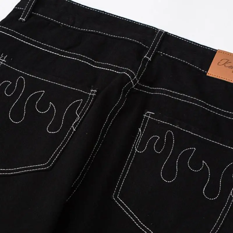 Embroidery Straight Leg Jeans-3