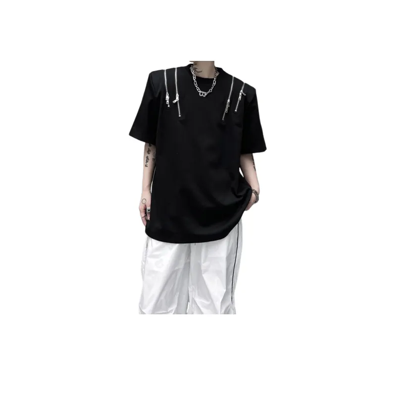 Irregular Dark Splicing T Shirt-0
