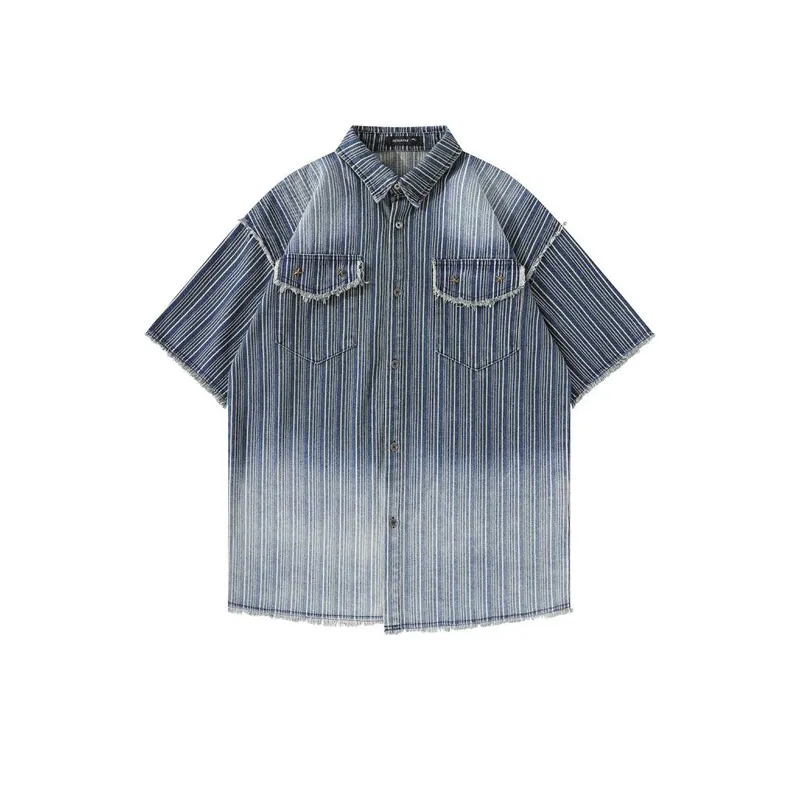Retro Washed Fashion Denim Shirt-2