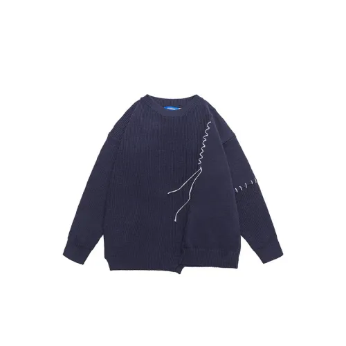 Retro Spliced Design High Street Knitted Crewneck Sweater