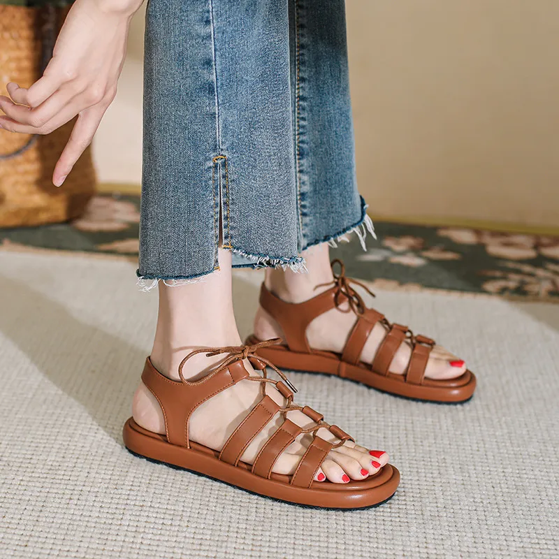 Retro Plain Roman Sandals-6