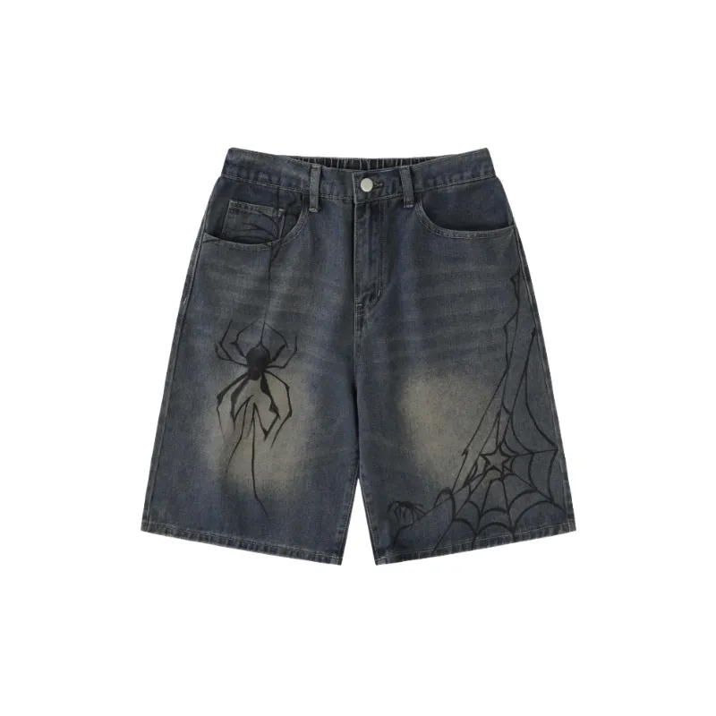 Simple Basics Spider Denim Shorts-0