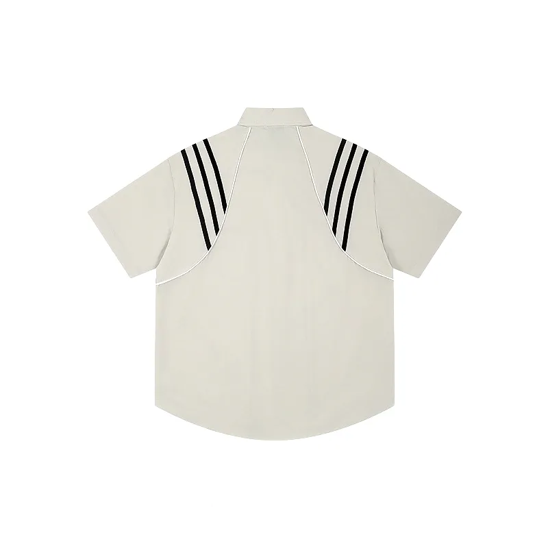 Casual Contrast Color Polyester Shirt-3