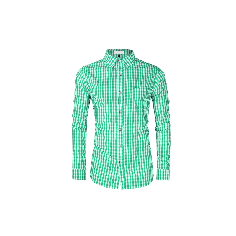 Fashionable Long Sleeved Plaid Cotton Shirt-0