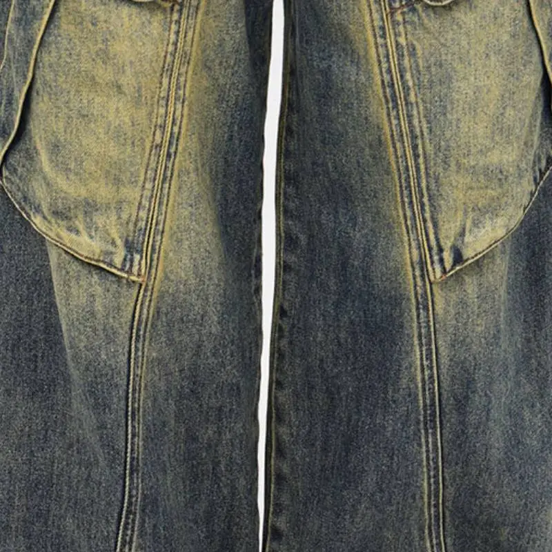 Retro Fashionable Denim Cargo Pants-5