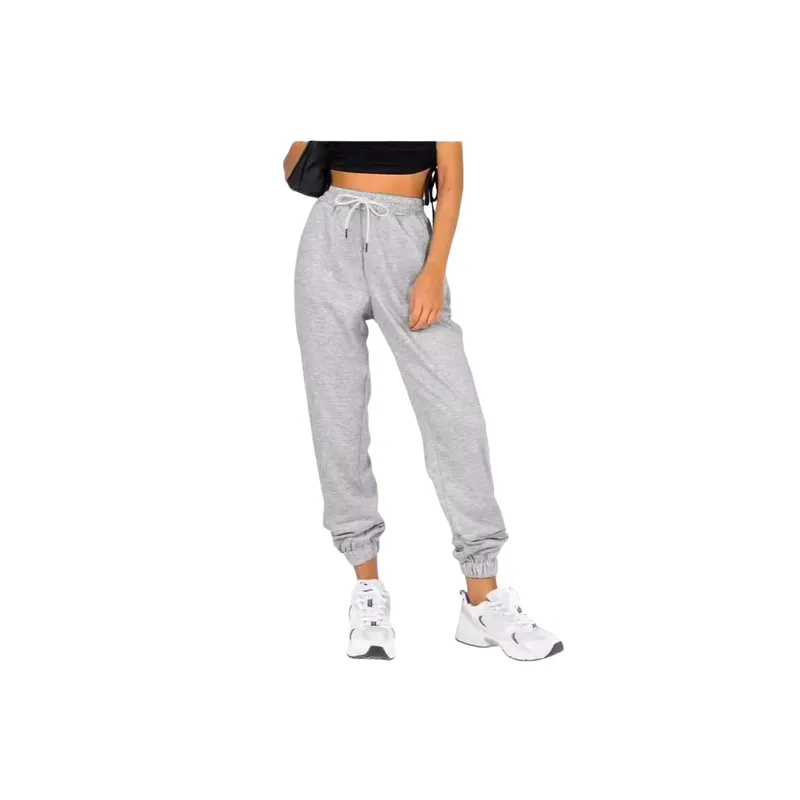 Simple Plain Knitted Fabric Casual Pants Women-5