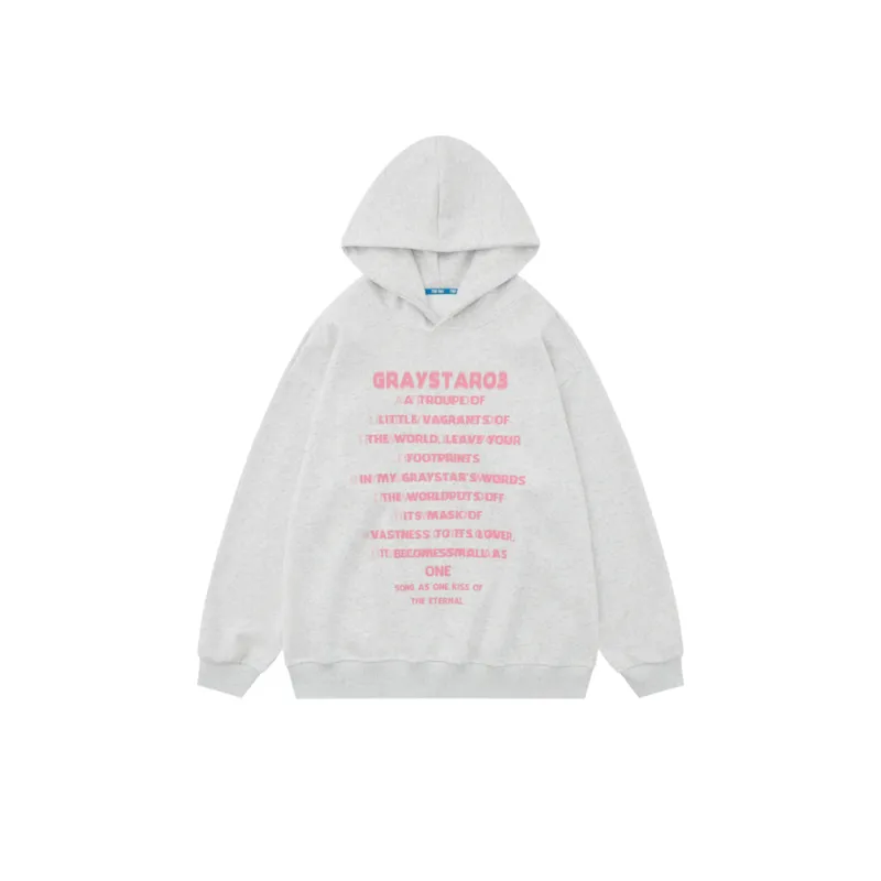 Retro Letter Printed Loose Hoodie-0