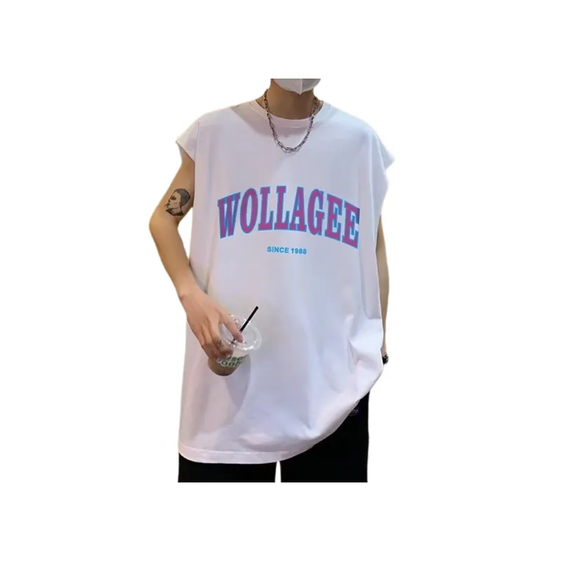 Letter Printed Large Size Sleeveless Vest-2