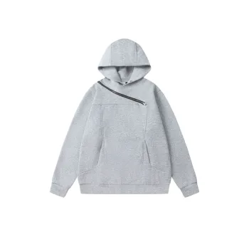 New style Retro Sweatshirt High end Solid Color Loose Multi zipper Top