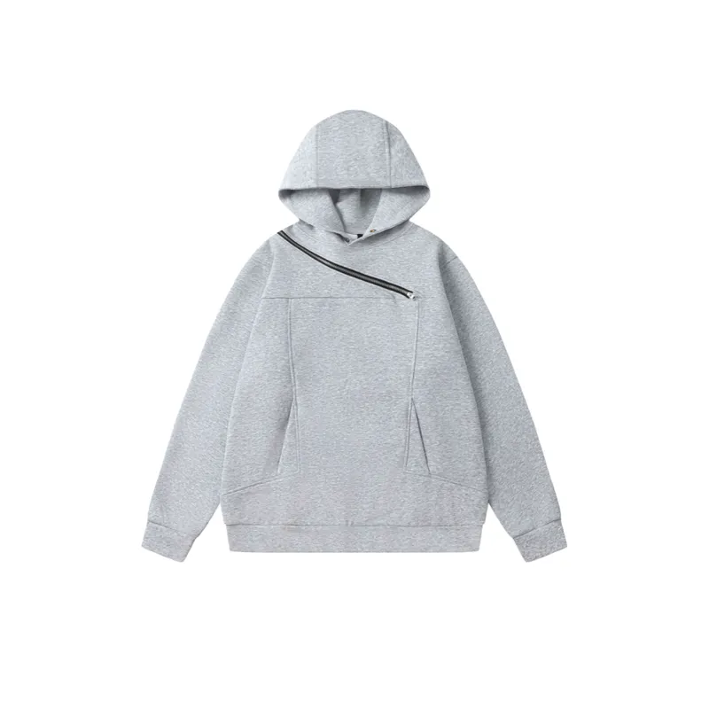 New style Retro Sweatshirt High end Solid Color Loose Multi zipper Top-0