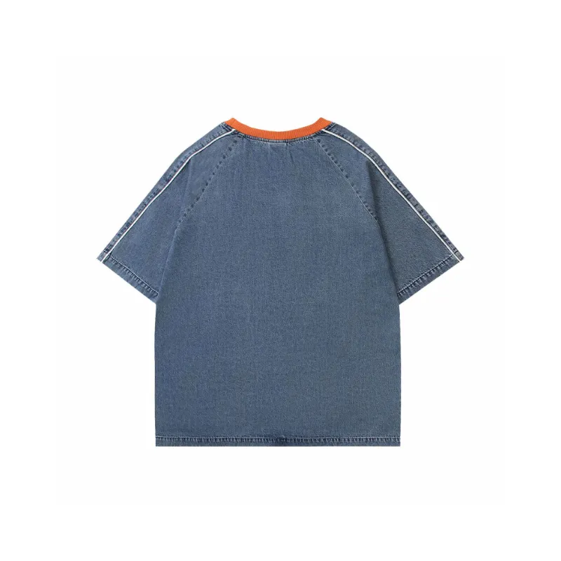 Casual Embroidered Short Sleeved T Shirt-1
