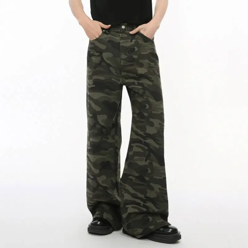 Retro Camouflage Wide Leg Jeans-1