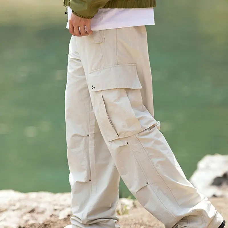 Casual Flare Leg Cotton Cargo Pants-2