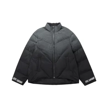 Street Gradient Painted Letter Vertical Collar Thickened Cotton padded Jacket