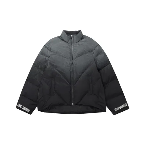 Street Gradient Painted Letter Vertical Collar Thickened Cotton padded Jacket