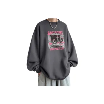 Fashion High Street Hip hop Crewneck Loose Fleece lined Thickened Sweatshirt