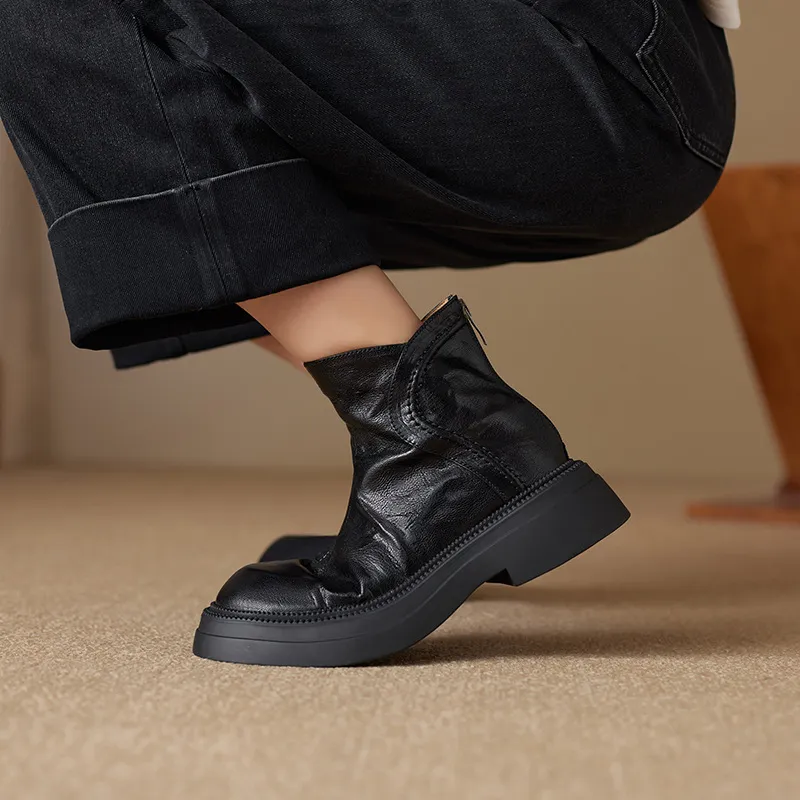 Simple Zipper Martin Boot-4