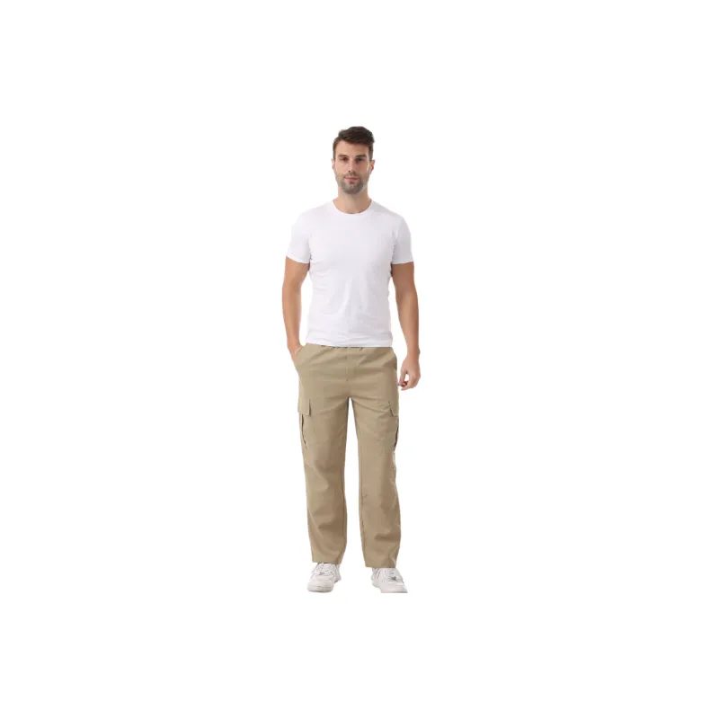 Simple Plain Blended Synthetic Fabrics Cargo Pants-0