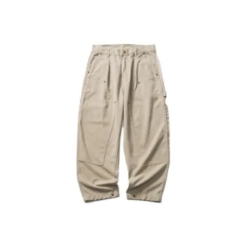 Canvas Straight Knee Cutting Pants Vintage Casual Trousers