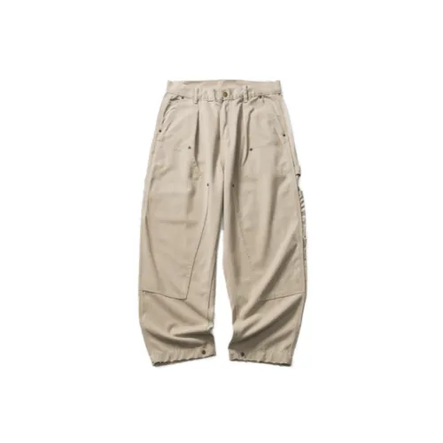 Canvas Straight Knee Cutting Pants Vintage Casual Trousers