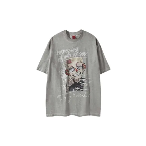 Cartoon Loose Cotton Blended Fabric T Shirt