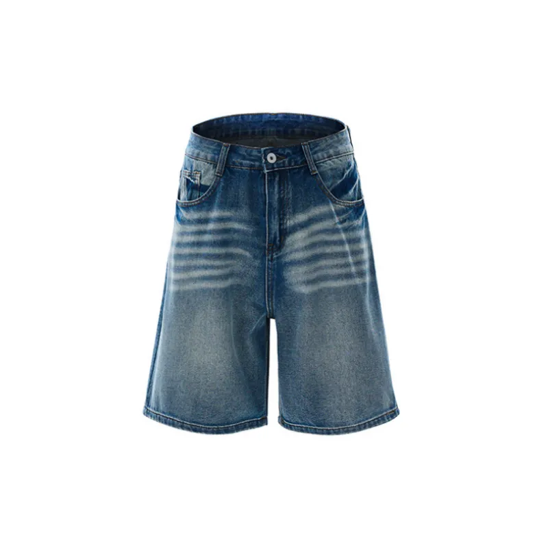 Retro Washed Denim Shorts-4