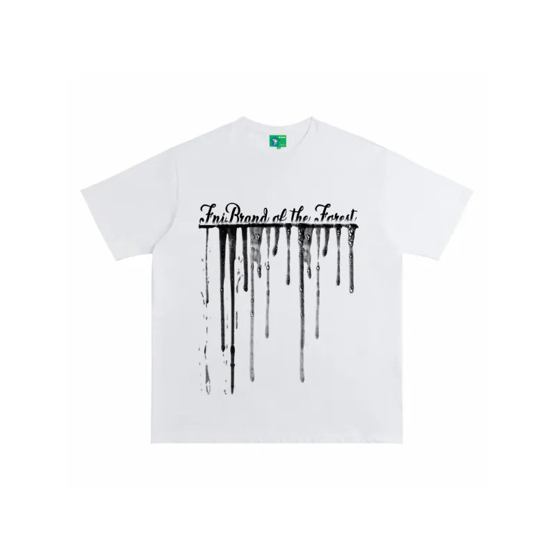 Retro Abstract Letter Print Short Sleeved T Shirt-4