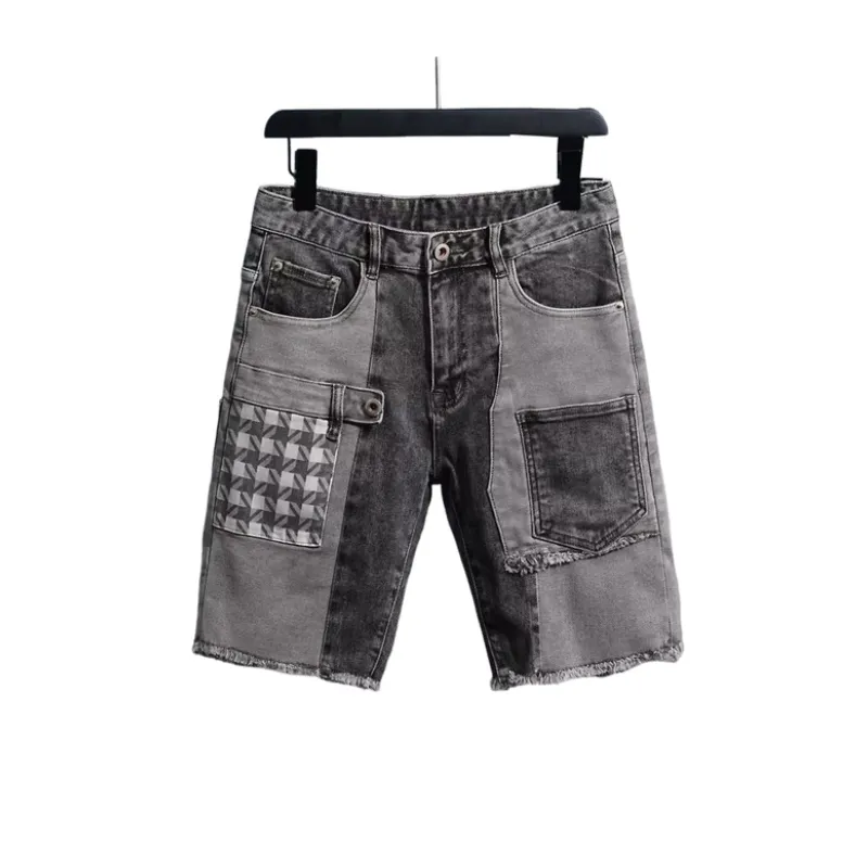 Retro Raw Edge Denim Shorts-0