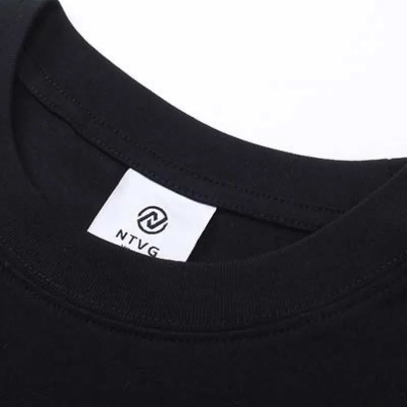 Retro Letter Cotton Blended Fabric T Shirt-4